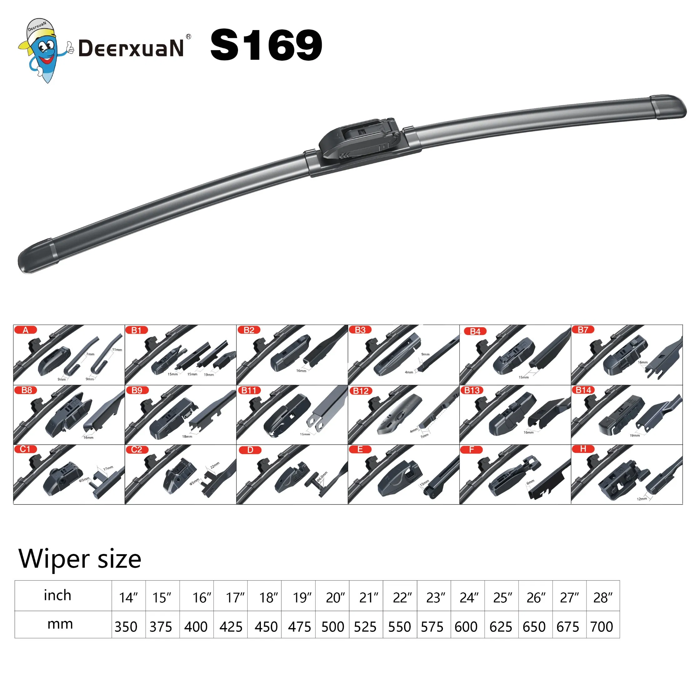 Deerxuan S169y Car Windshield Soft Universal Flat Wiper Blade