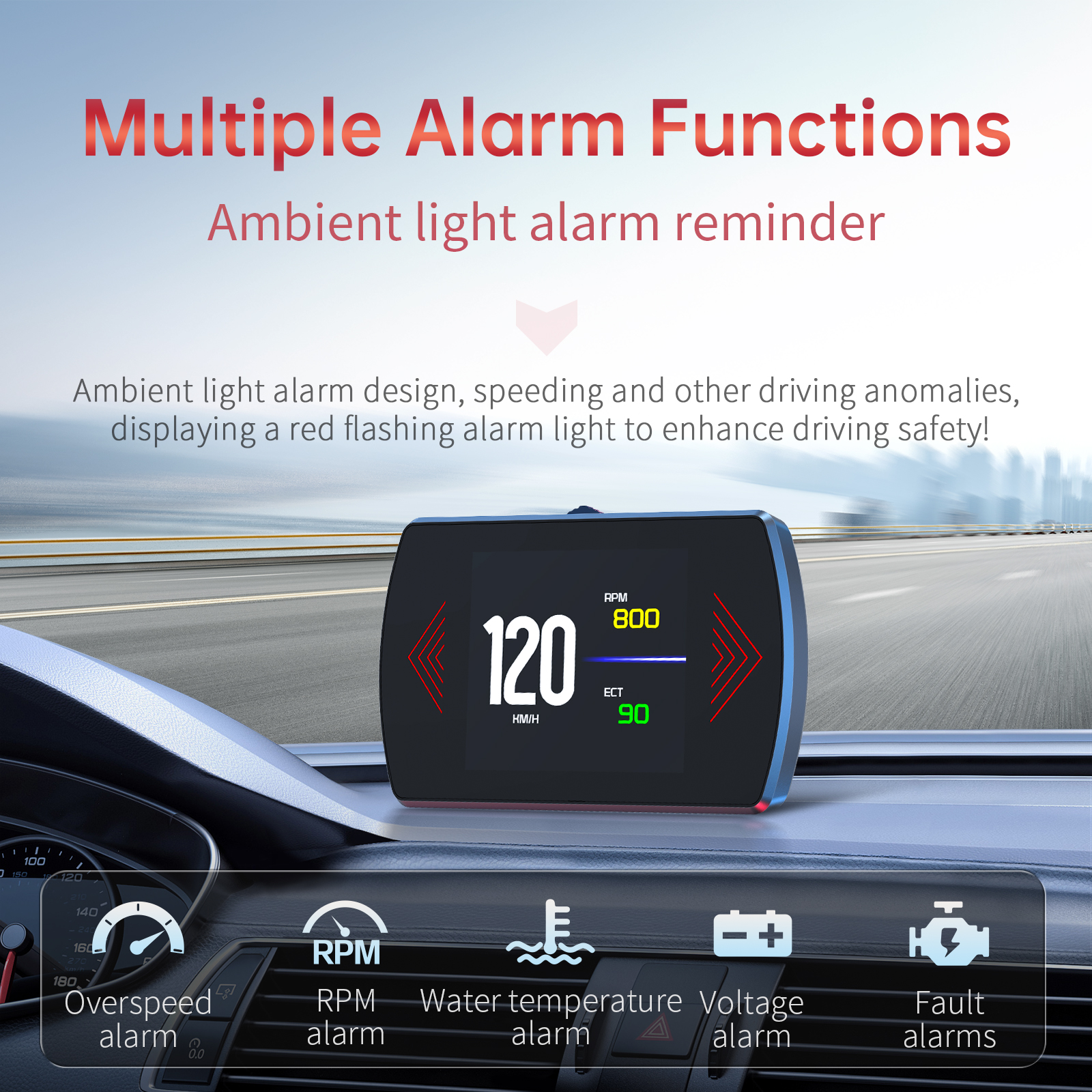 HUD P12 – автомобильный диагностический сканер OBD2 с проекцией на лобовое стекло