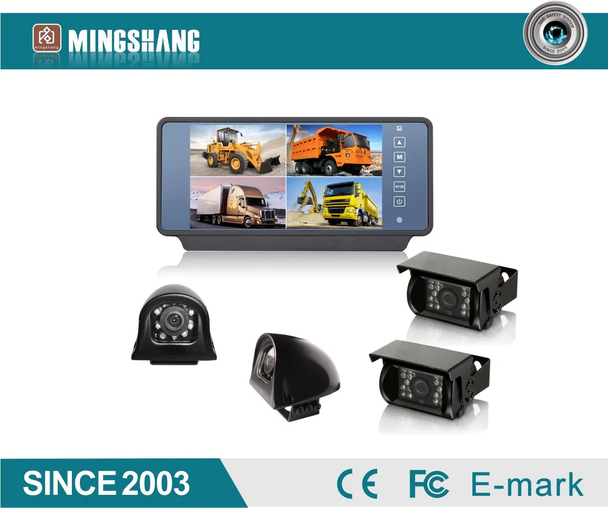 7 Inch Quad Rear View Mirror Camera System with Heavy Duty Camera
