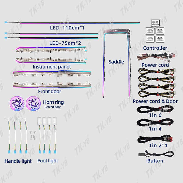 Светодиодная подсветка салона для Tesla Model 3/Y, 64 цвета