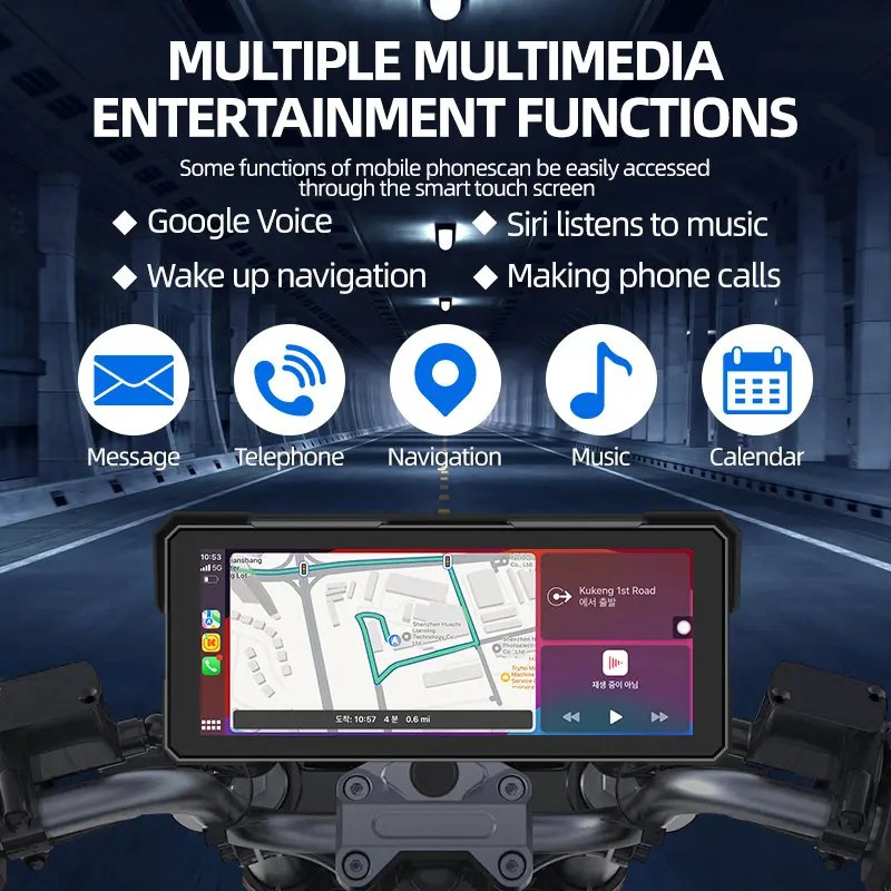 8.1-дюймовый GPS-дисплей для мотоцикла с CarPlay и Android Auto