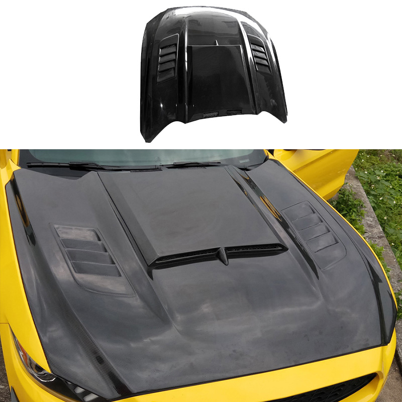 Car Carbon Fiber Fibre Front Bonnet Engine Hood Vented for Ford Mustang 2015-2017