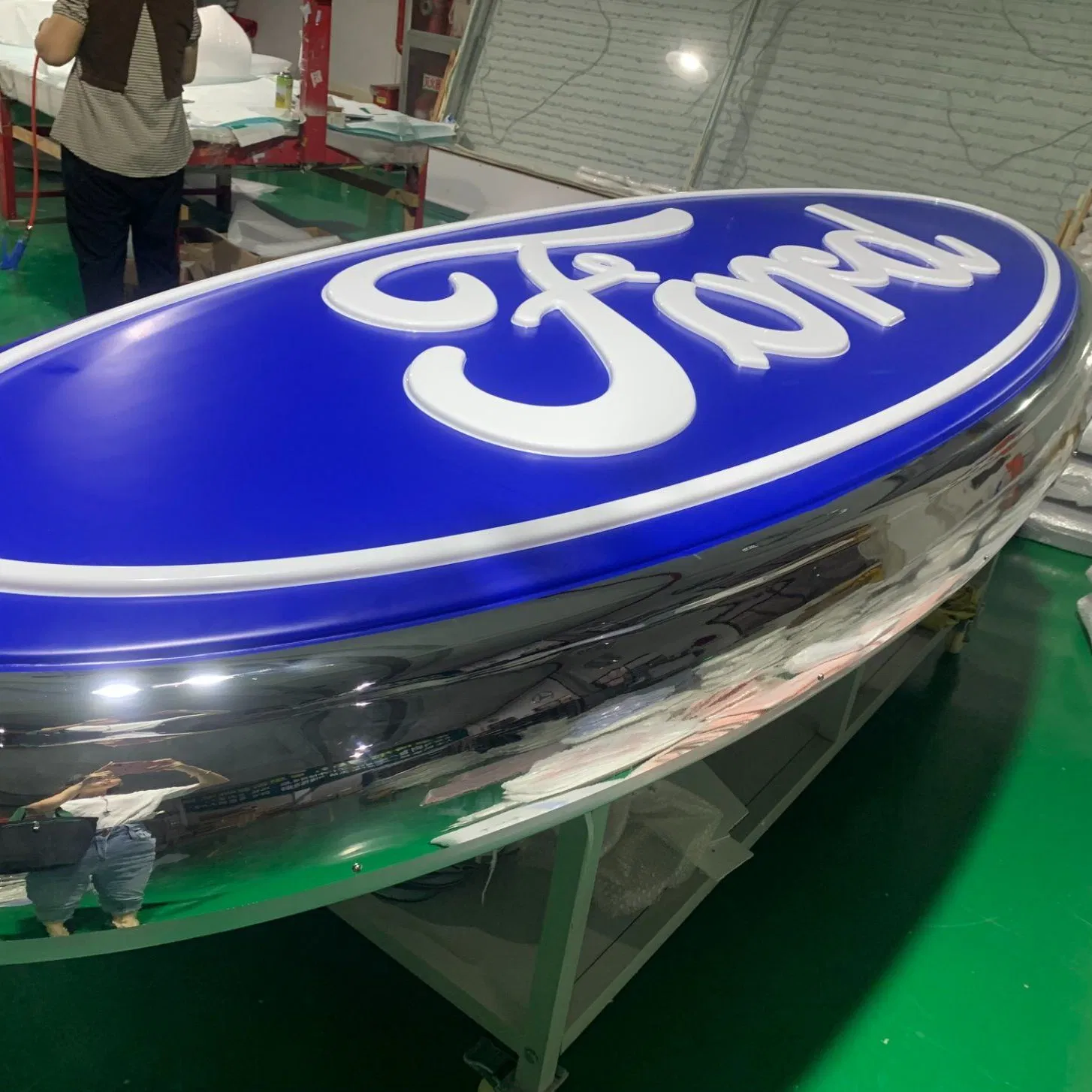 Car Dealership Showroom Automative Outdoor and Indoor Advertising Auto LED Light 3D Chrome Vacuum Formed Screen Printing Emblem Pylon Signage From Bobang