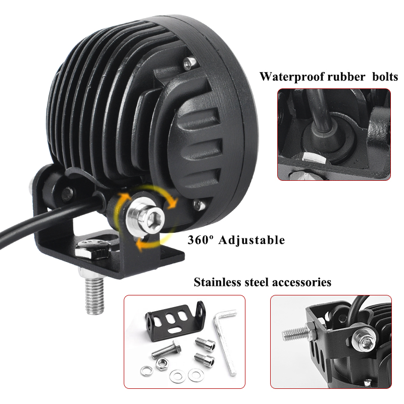 Круглый светодиодный фонарь 18W для авто, 12-24В