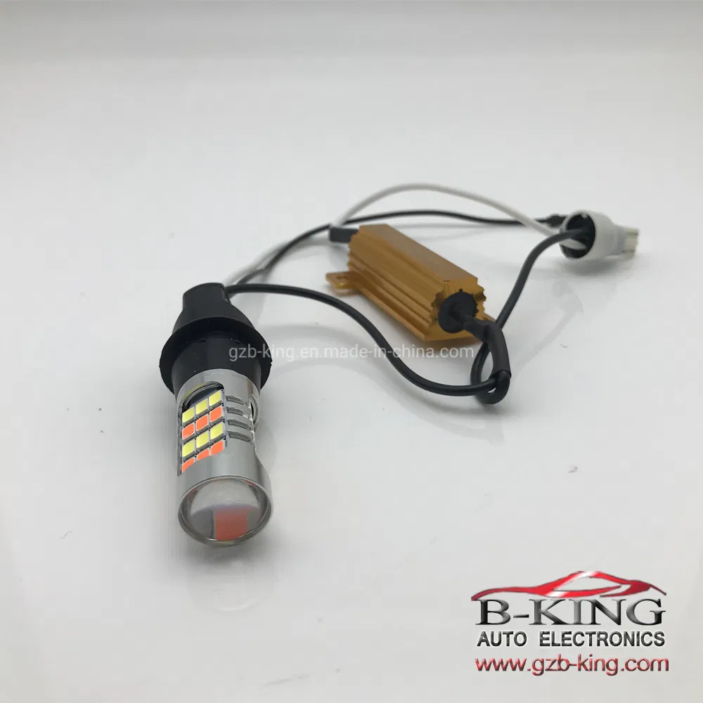 Светодиодная лампа W16W T15 белая+красная для стоп-сигнала и ДХО