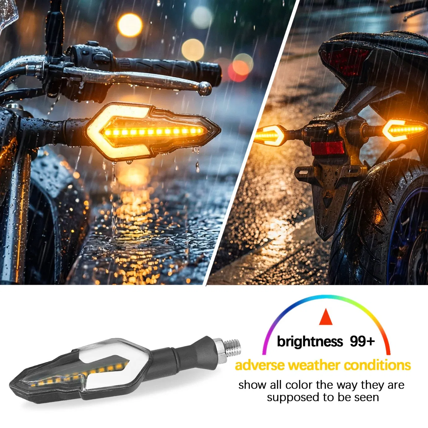 Светодиодный поворотник для мотоцикла, желтый