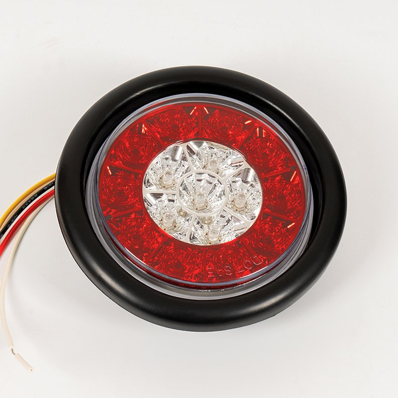 Waterproof IP67 DC 12V 4 Inch Round LED Truck Trailer Amber/Red Turn Brake Stop Running Tail Lights with Rubber Grommet Sealed