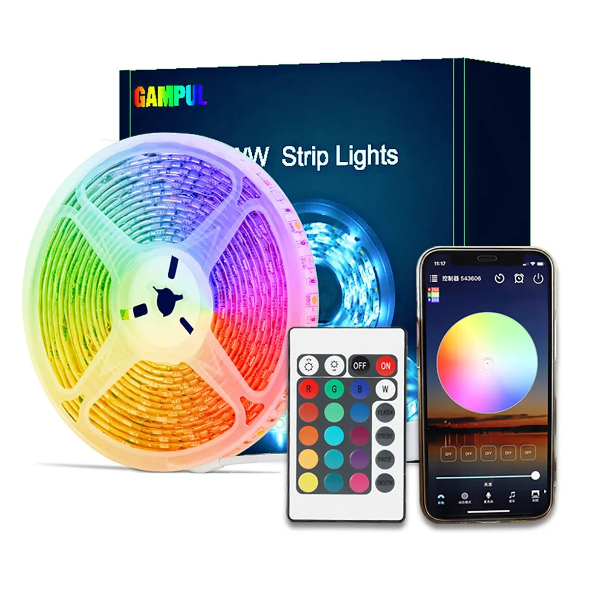 Светодиодная лента RGB 5050, 5м, с пультом