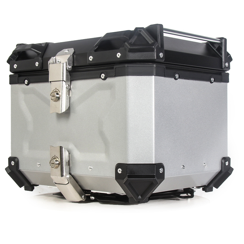 Motorcycle Top Case Tail Box 45L Thick Aluminum Hard Motorcycle Trunk with Backrest Motorcycle Box Tail Box Motorcycle Trunk Storage Rear Tour Box