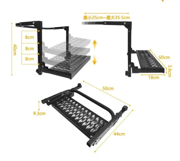 Folding Steel Ladder for Quick Tire Changes and Vehicle Access