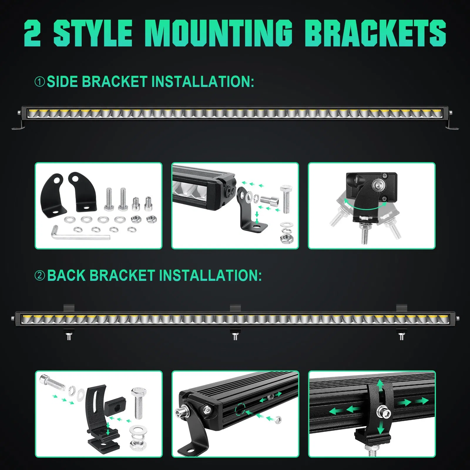 2025 New Release 44 Inch Single Row LED Light Bar - 120W 12000 Lumens Dual Mounting