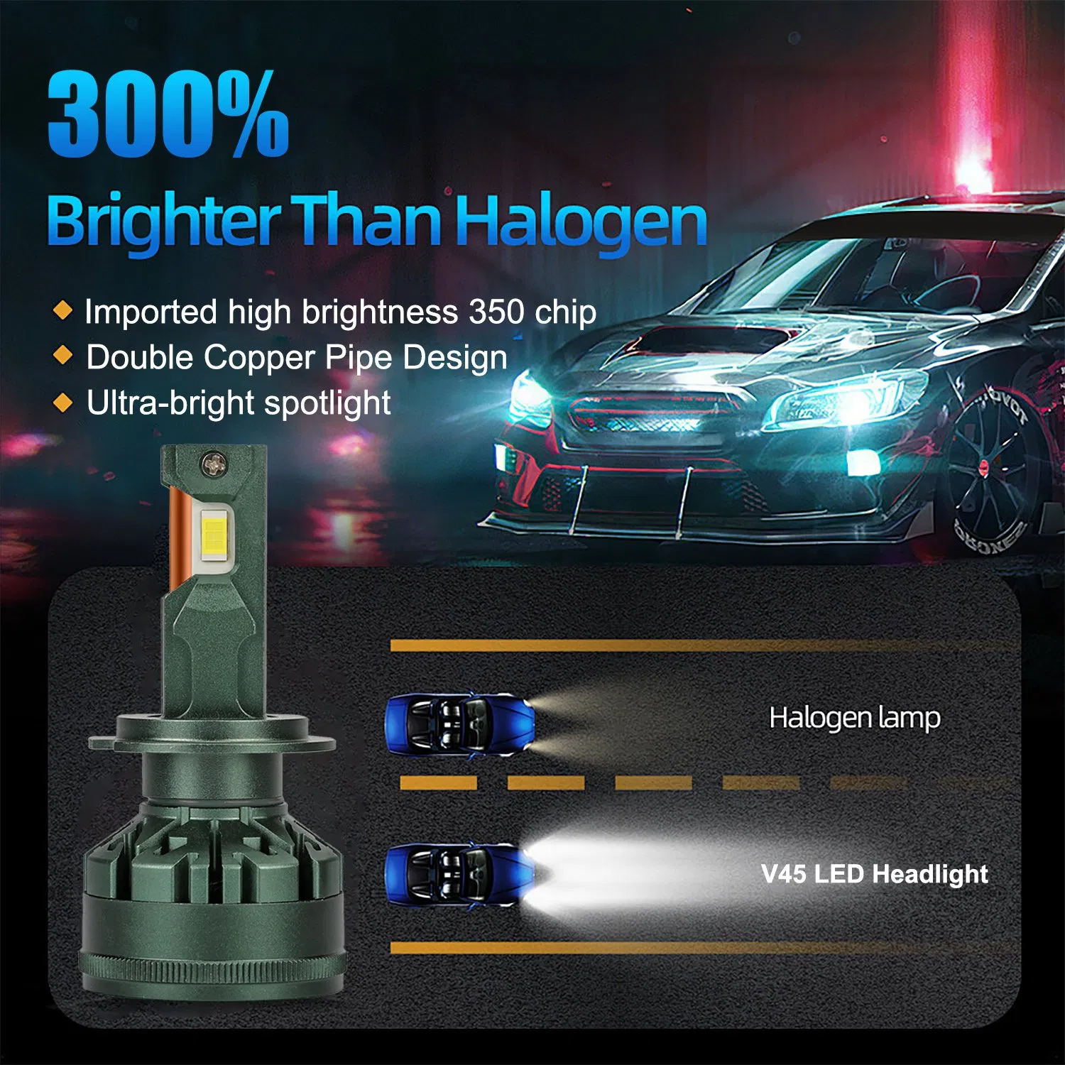 LED-лампа головного света 90W 880 9006 H3 H7 H11 H4