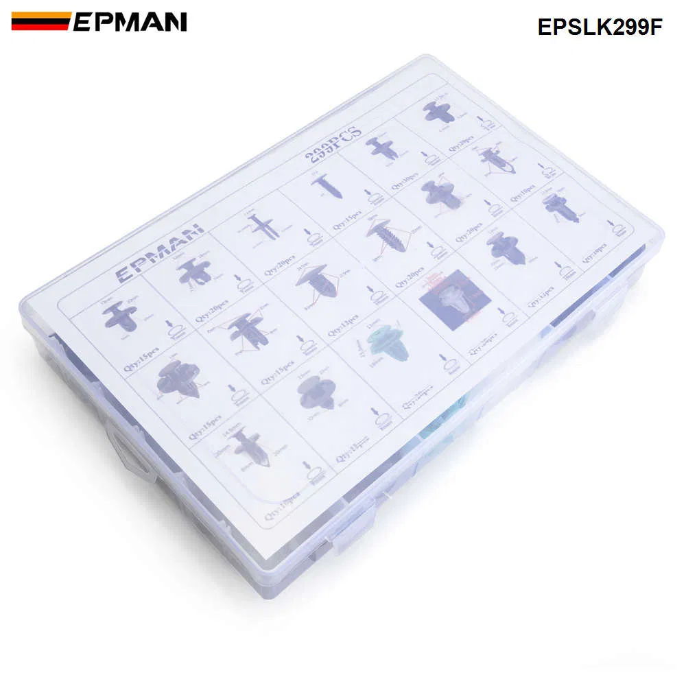 Epman 299PCS Car Body Push Pin Rivet Clip Fastener Mud Moulding Trim Kit Clip Use Sale Epslk299f