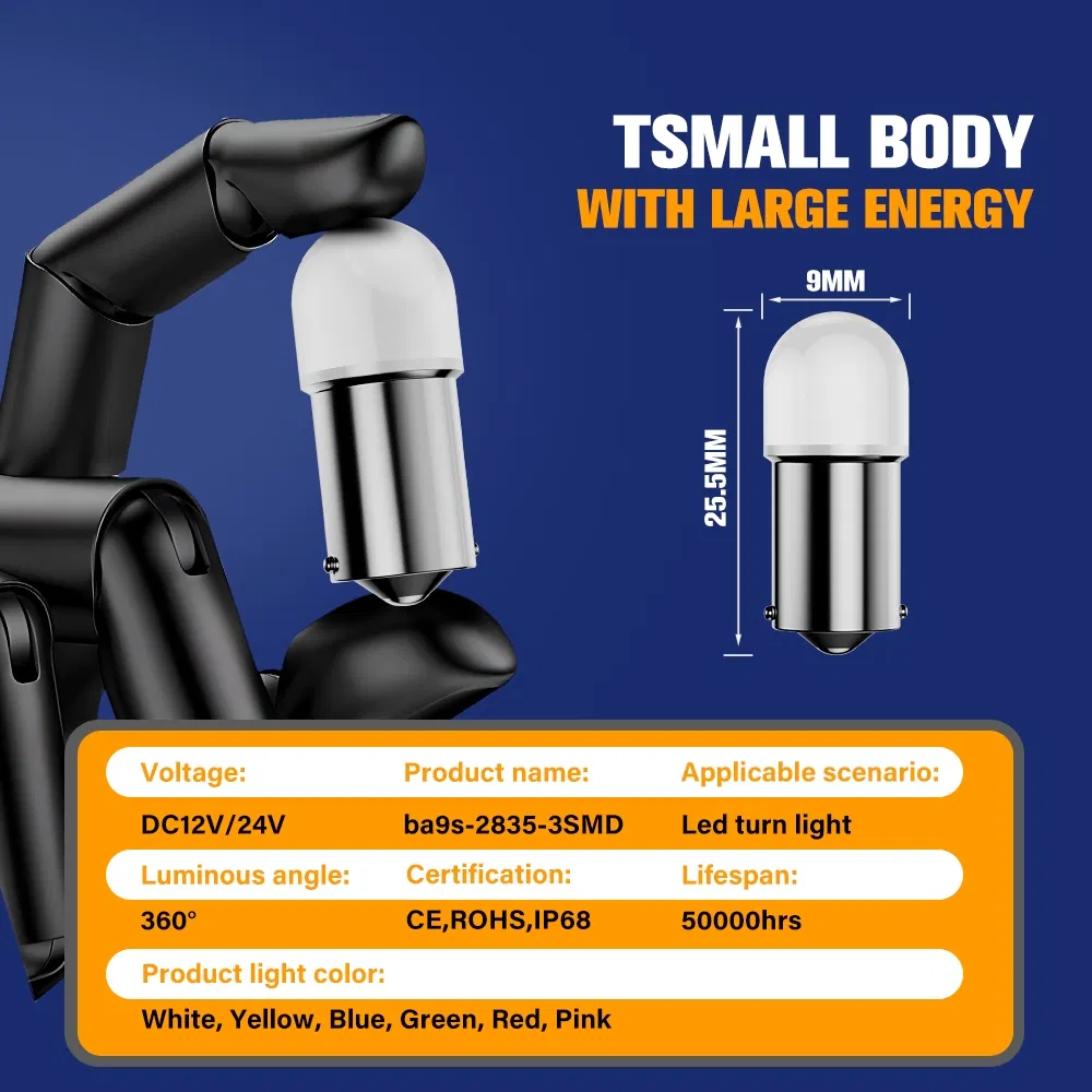 Светодиодная лампа BKR Ba9s для авто, 12В, IP68