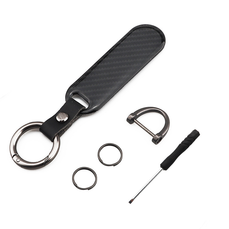 Multifunction Motorcycle Carbon Fiber Metal Keychain Pendant Accessories
