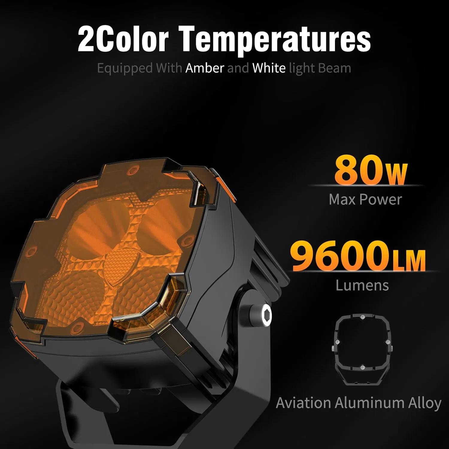 Super Bright Square LED Pod Amber Pod Light Cover Spot Light