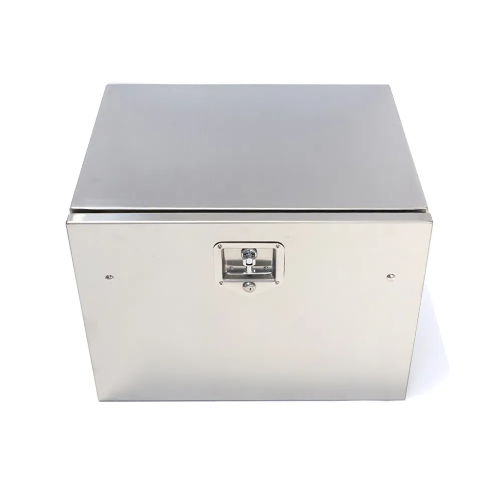 24"H X 24"D X 60"L Truck Trailer Transport Box Stainless Steel Storage Case Toolbox with Keys Silver