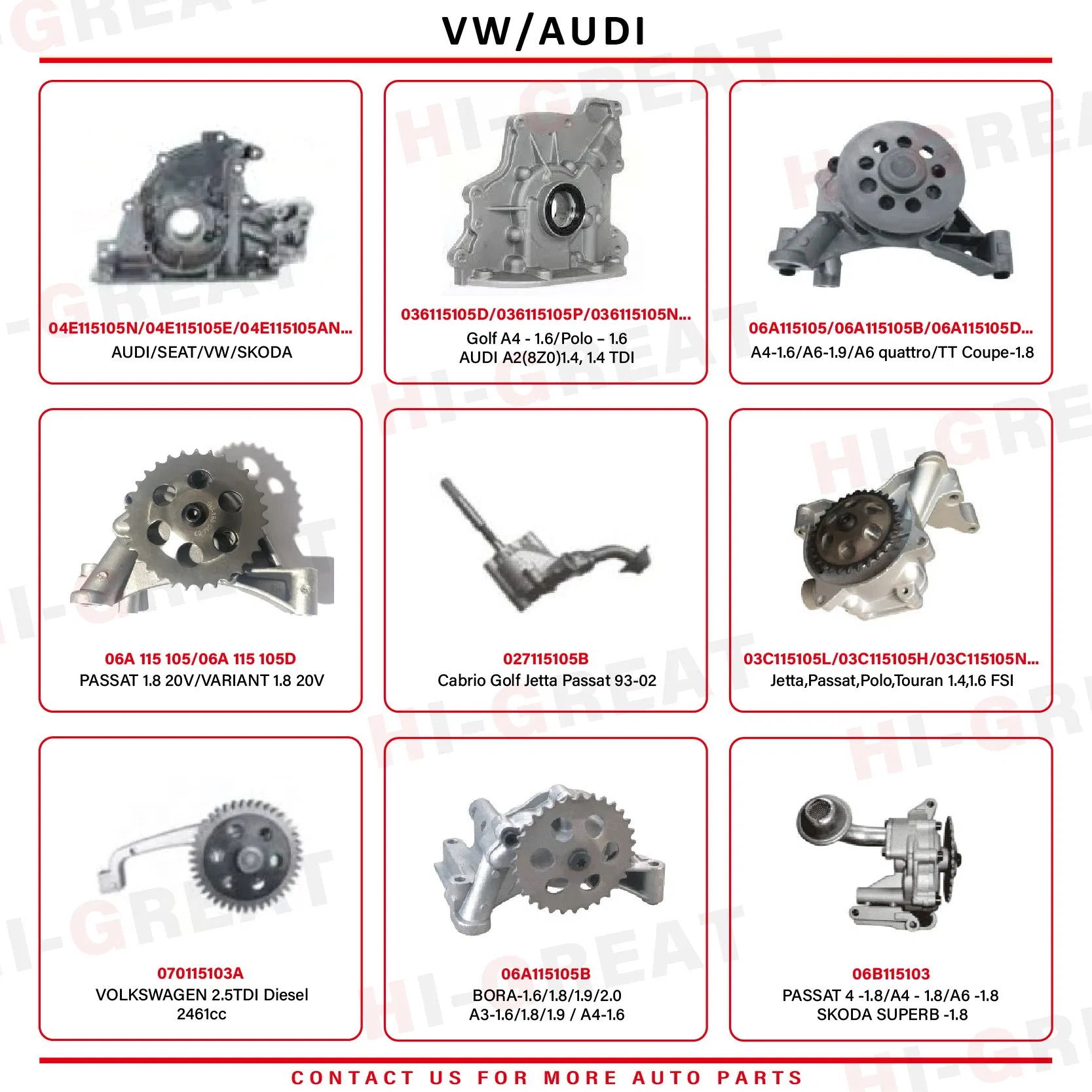 Масляный насос двигателя для VW Caddy, Golf, Jetta, Passat, Polo, Sharan, Vento
