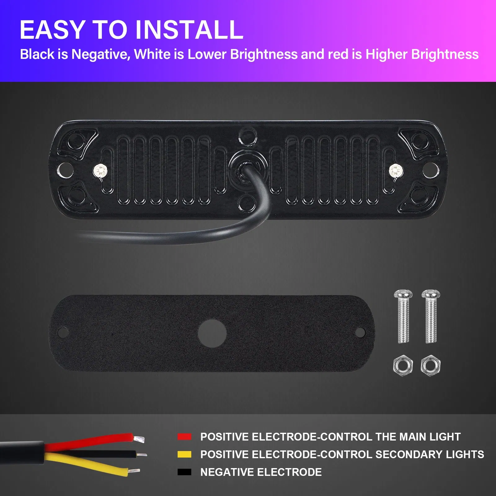 6-LED White Safety Light - 500m Beam, IP67, Waterproof Connector, for Mining Equipment