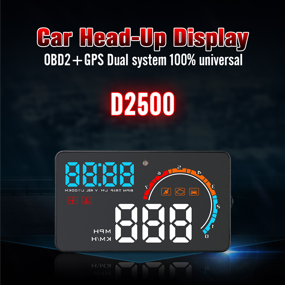 Автомобильный HUD-дисплей OBD2 с GPS, 3,5 дюйма, светодиодный