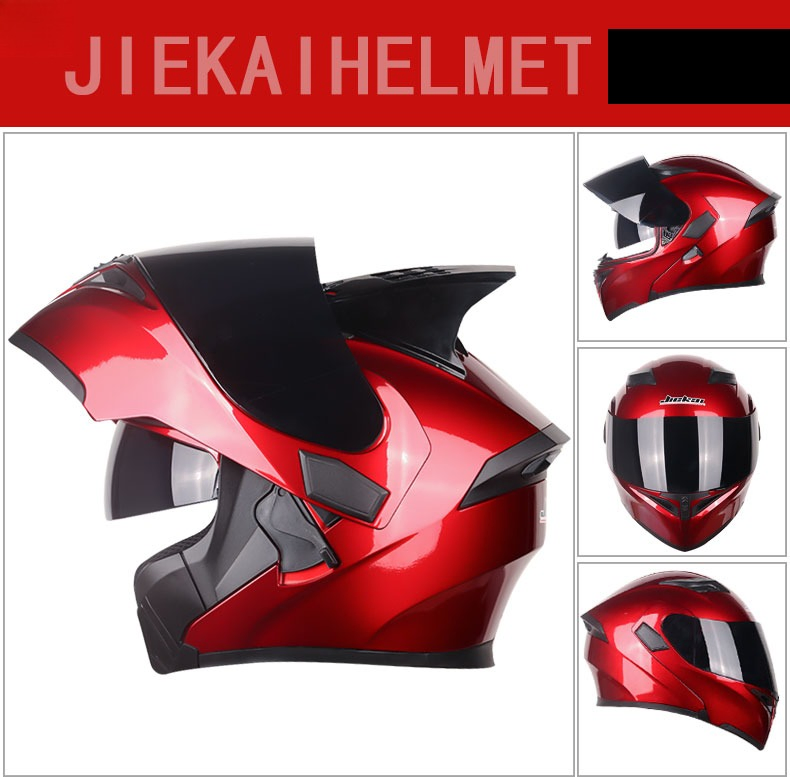 Factory Price Newly Designed ABS Motorcycle Helmet Flip-up Helmet Jk902 Red with DOT and ECE Certifications.