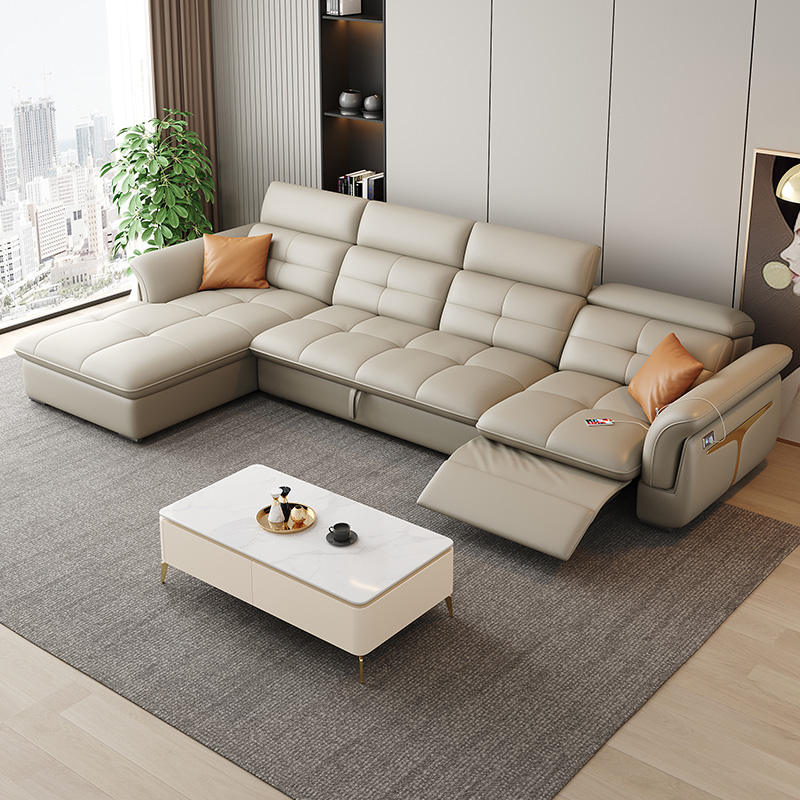 "Customized 2025 Modern Space-Saving Storage Reclining Leather Sofa Bedroom Set"