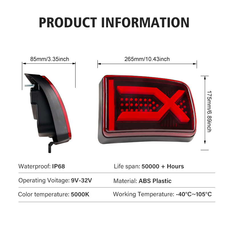 Bkr LED Turn Signal Light 12V Truck Car Warning Stop Brake Tail Light Tail Light off-Road Car Reversing LED Light