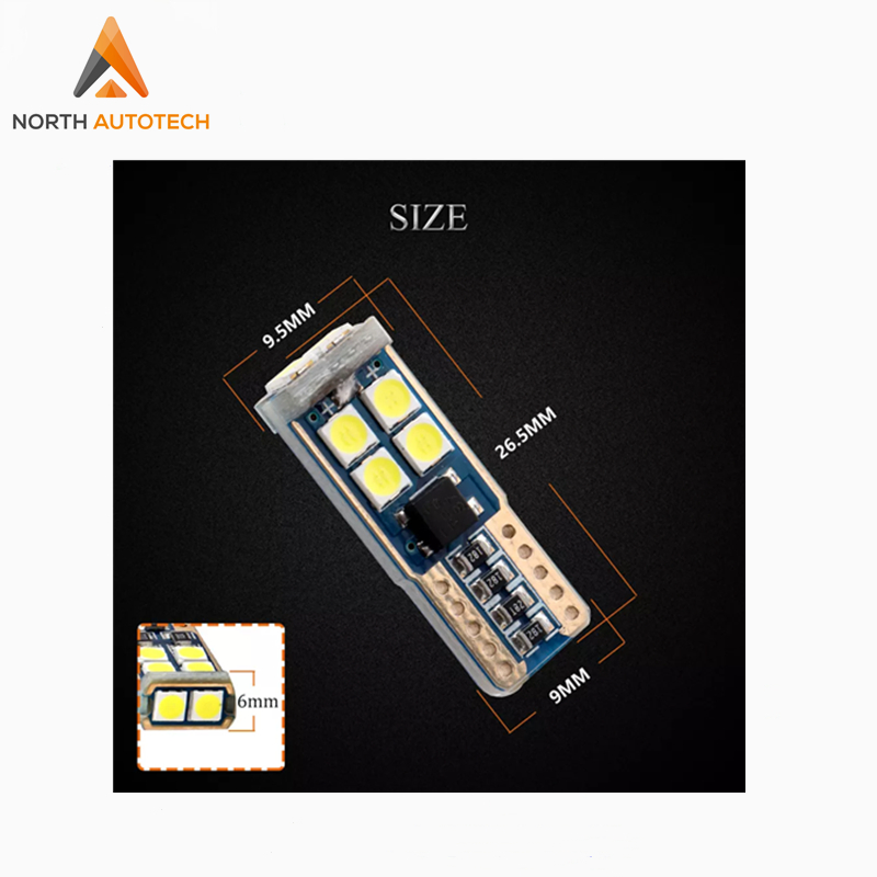 Светодиодные лампы T10 W5W для салона авто, 10 SMD