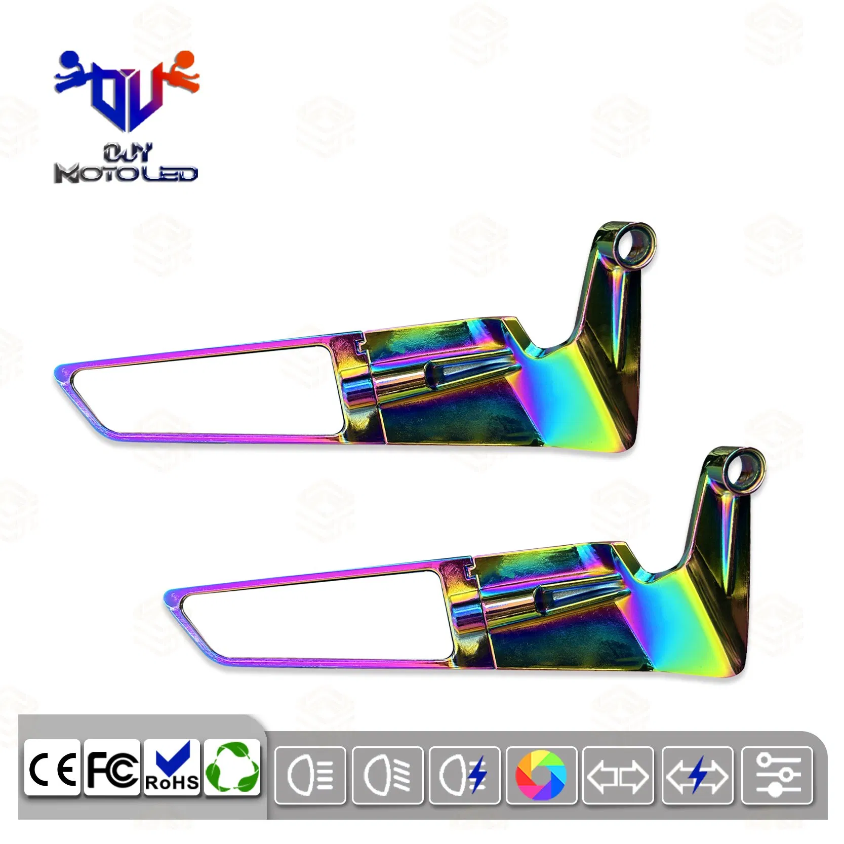 Universal Rainbow Colored Small Rearview Mirror Accessories for Motorcycles