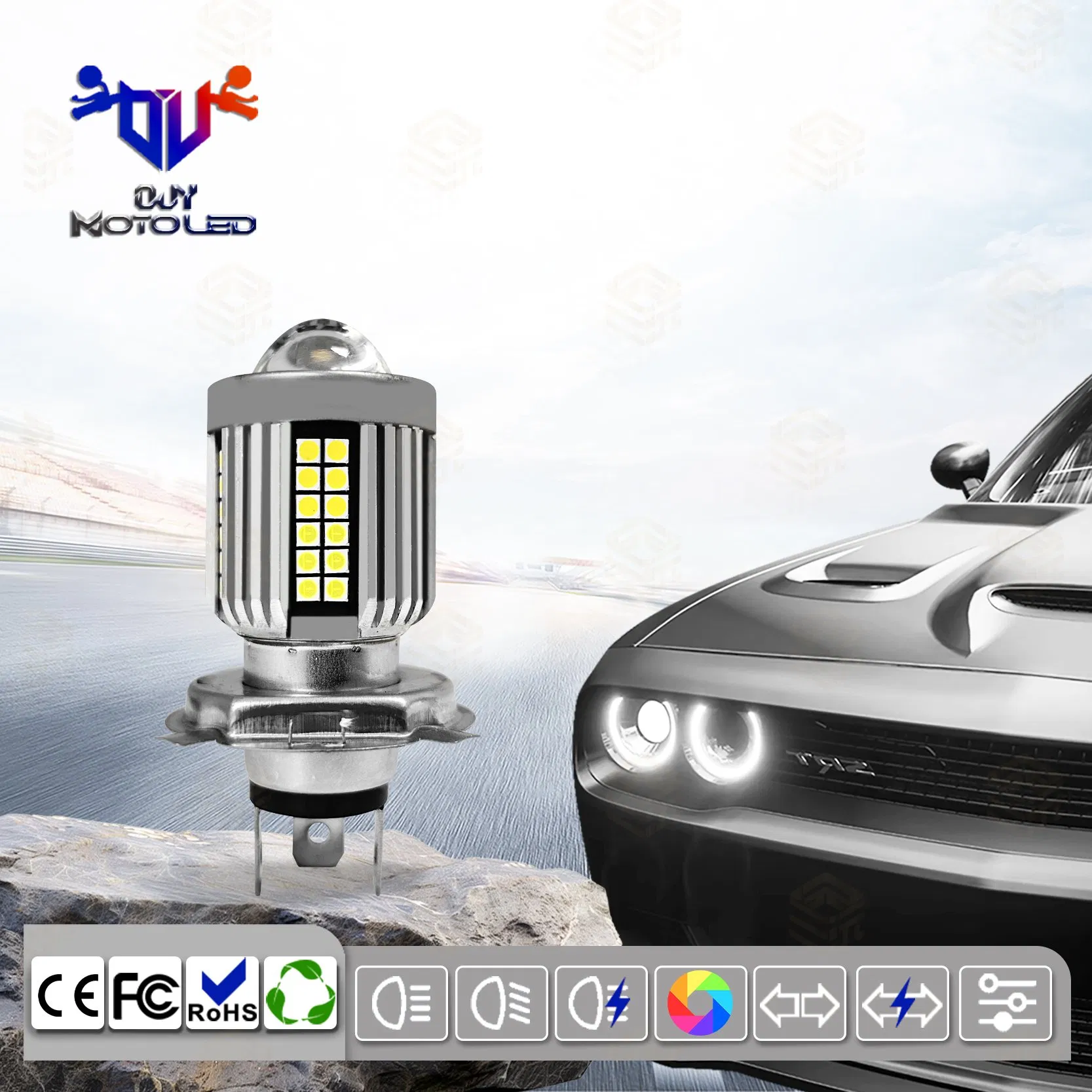 Long Life LED Single-Light Lens Headlights Safety Car Plug-in Lamp Adaptive Headlights Spotlight Electric Vehicles LED Headlights
