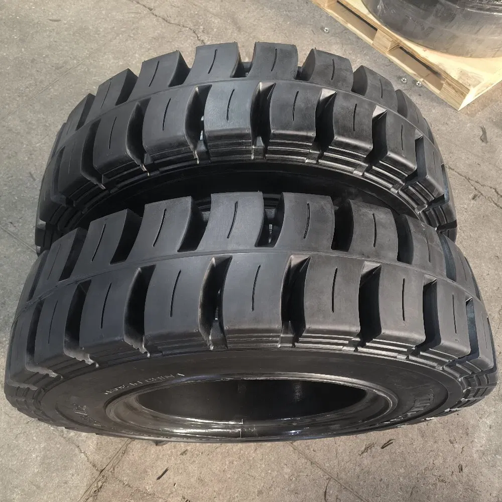 Anygo Brand 10.00-20 Xz06 Solid Tire with Rim for Terex Mhl340 etc Material Handler Equipment, Heavy Duty Forklift Tire