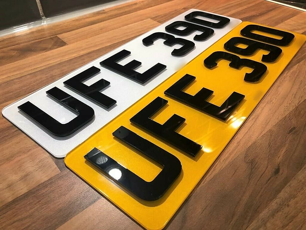 4D 3D Laser Cut Acrylic Double Thick Letters Front & Rear Red Car Number Plates
