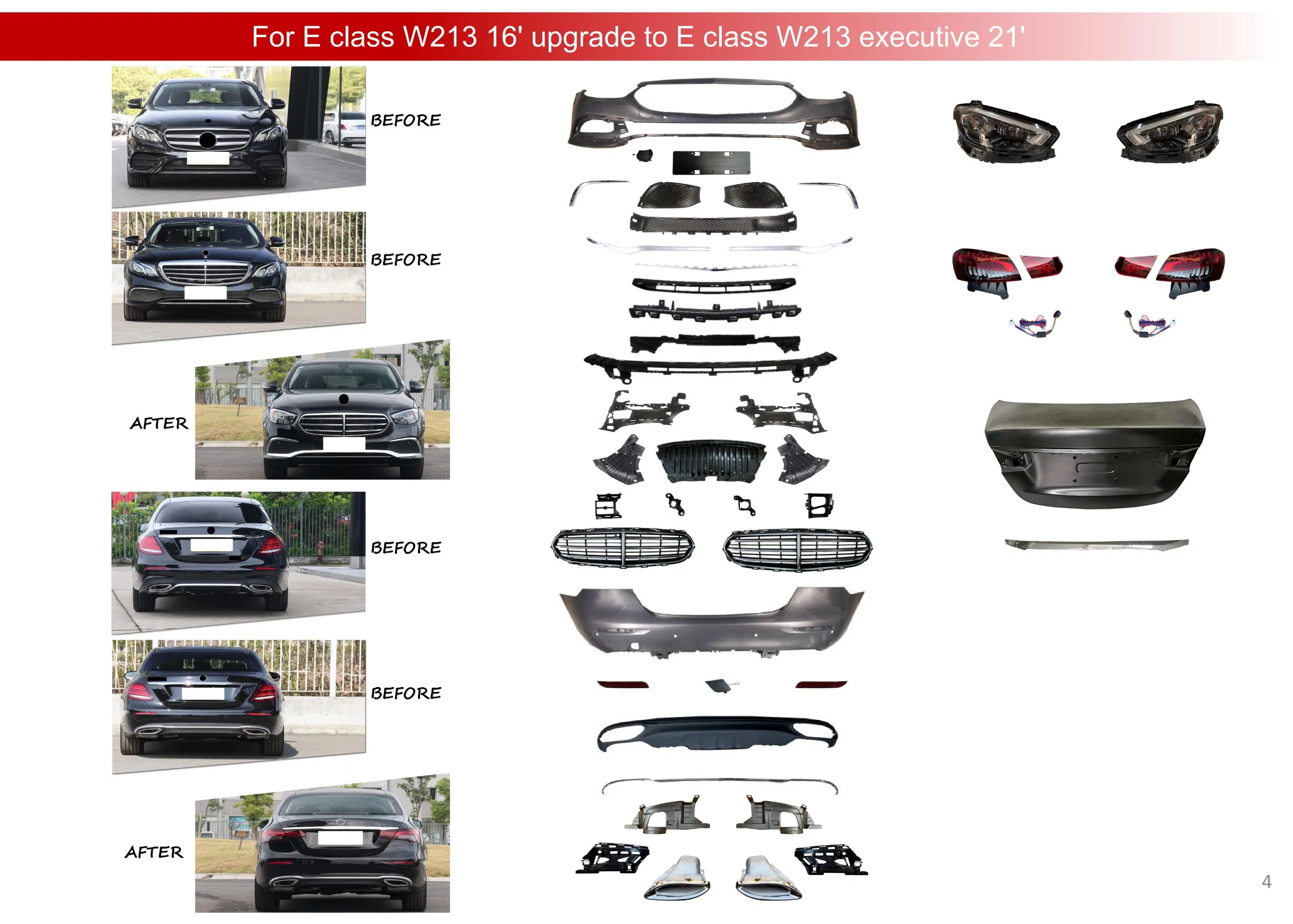 Car Body System Conversion Kits for E Class W213 16' Upgrade to E Class W213 Sport 21'before