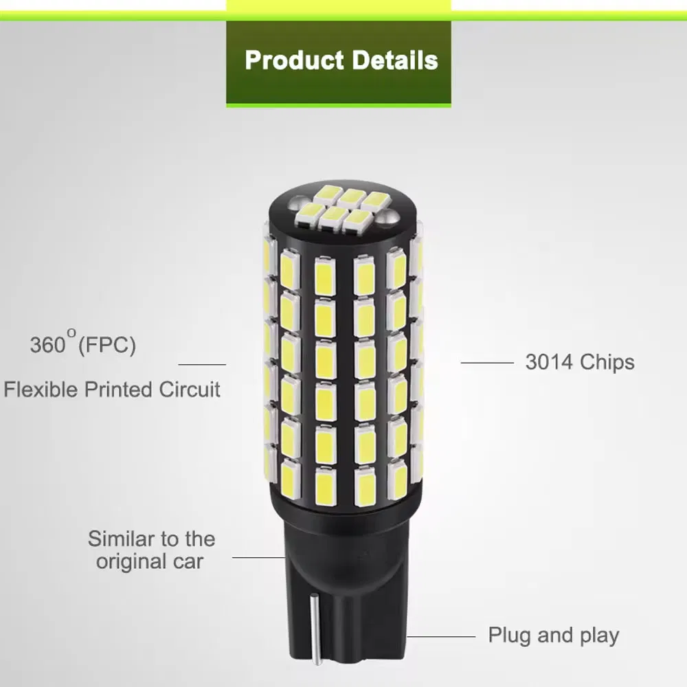 Светодиодная лампа T10 W5W 78SMD 3014 для парковки, 12В/24В