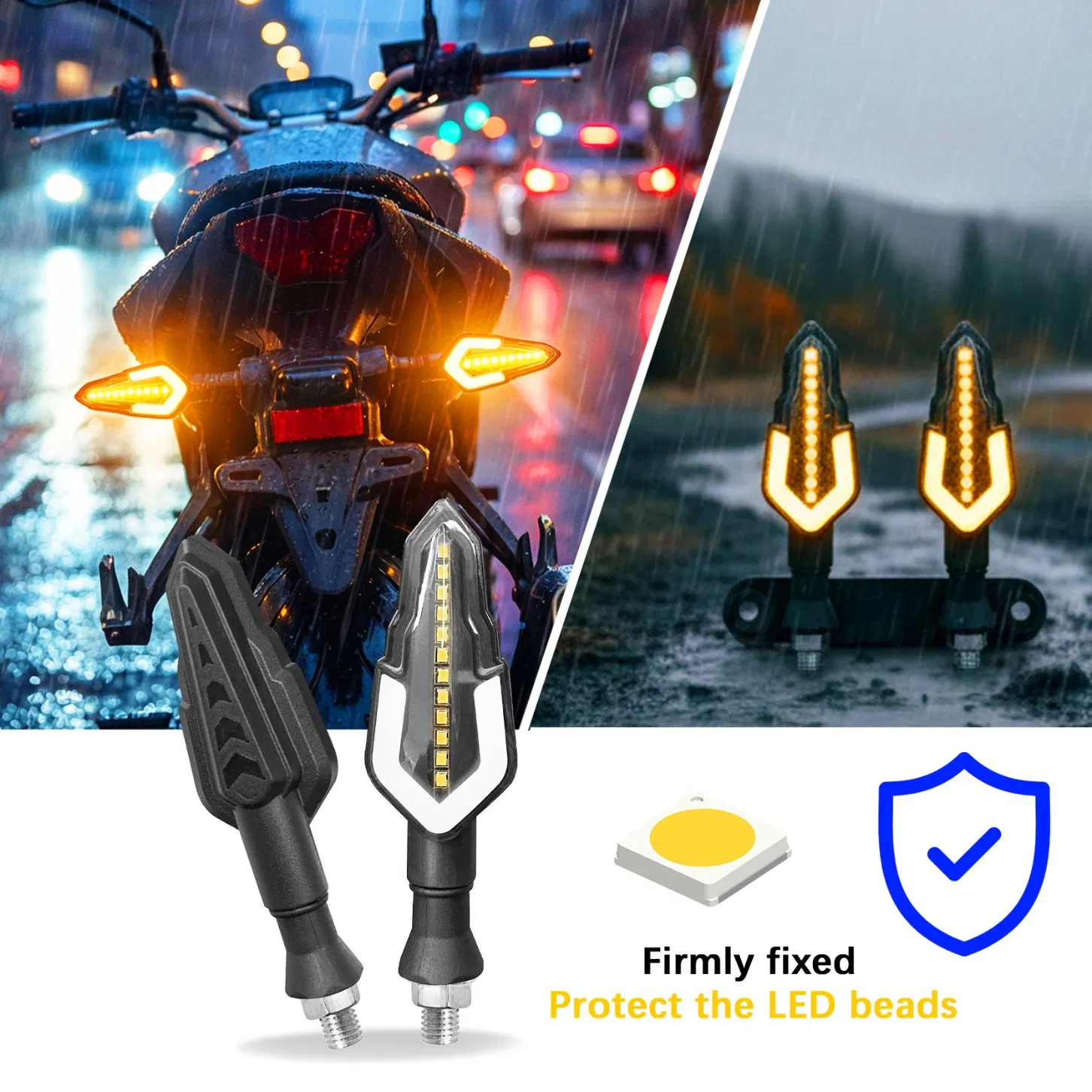 Светодиодный поворотник для мотоцикла, желтый