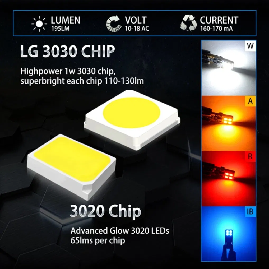 Светодиодные лампы T10 W5W 2W для авто