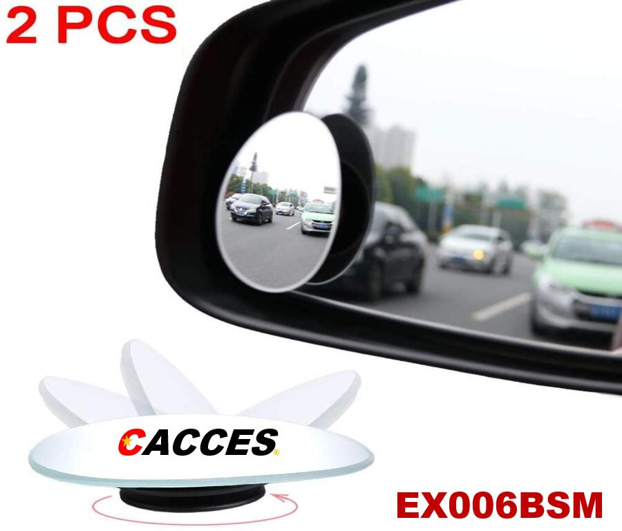 Cacces Blind Spot Wing Mirrors for Car, Oval HD Glass Convex Wide Angle Rear View Mirror 360° Rotable Adjustabe Frameless/Framed Blind Spot Mirror Universal