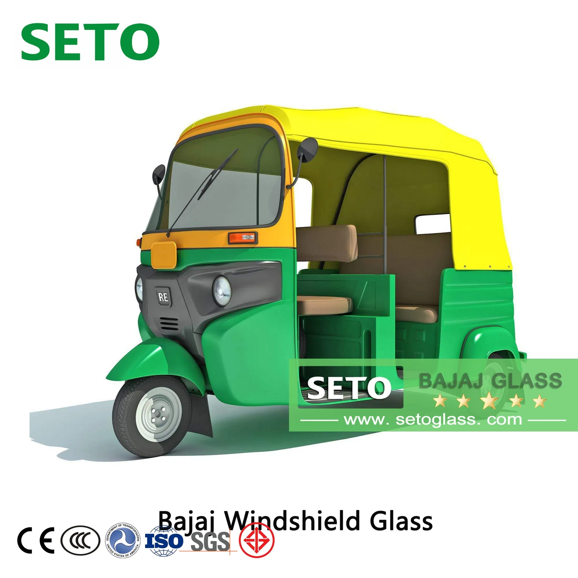 India Tvs King/Bajaj205/Tuk Tuk Three Wheeler Windshield Automobile Glass Factory
