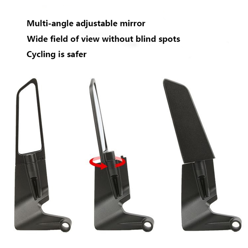 Aluminum Alloy Universal Multi-Angle Adjustable Aerodynamic Wing Mirrors for Motorcycles Square Blade Rearview Side Mirrors