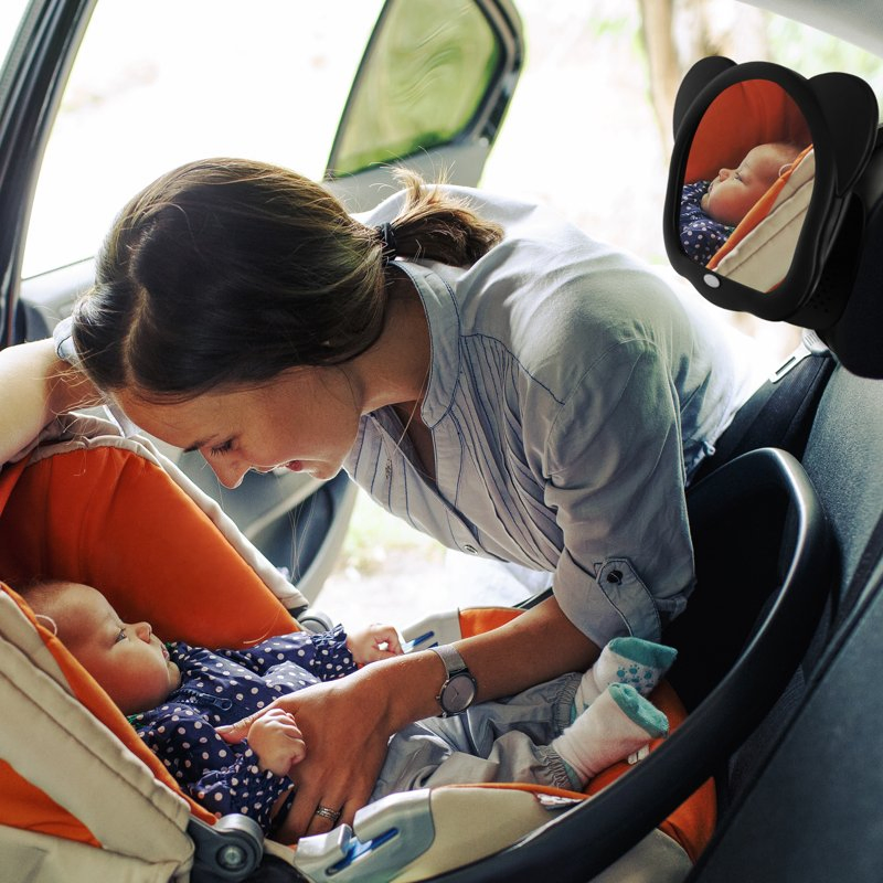 LED Bear Shape Baby Car Rear View Mirror