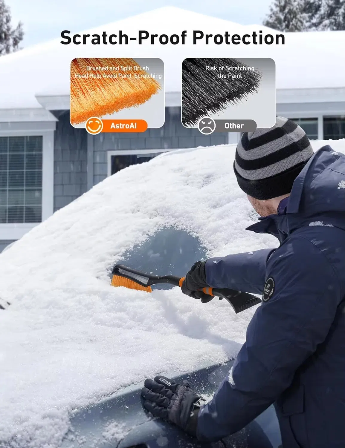 All-Weather Detachable Snow and Ice Removal Tool for Vehicles