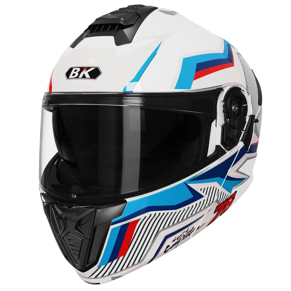 Модульный мотошлем белый с поднимающейся маской и антизапотевающим щитком