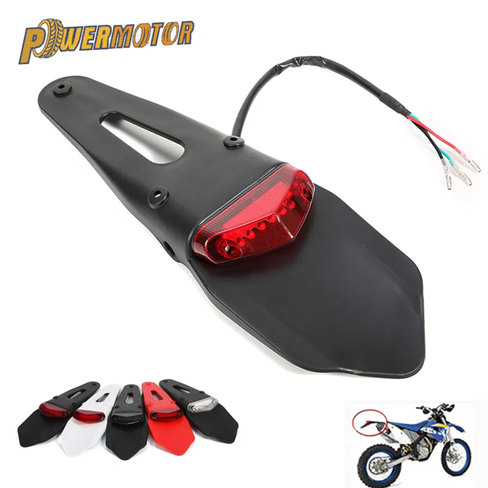 Motorcycle Rear Fender with 12V LED Taillight Brake Lamp Universal Fit Drz40 Te250 Rmz250 Te300 Rmz450