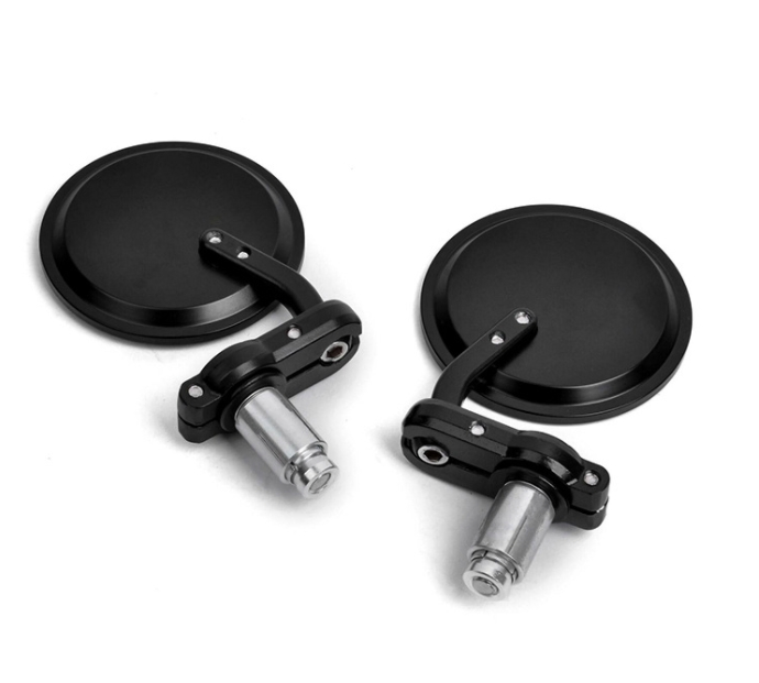 Motorcycle Aluminum Round Handlebar End Mirrors Black