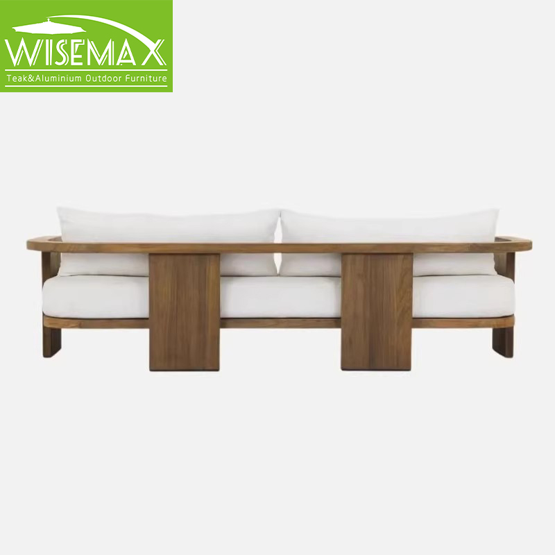 WISEMAX уличный модульный диван из цельного тикового дерева с водонепроницаемыми подушками, 3-местный