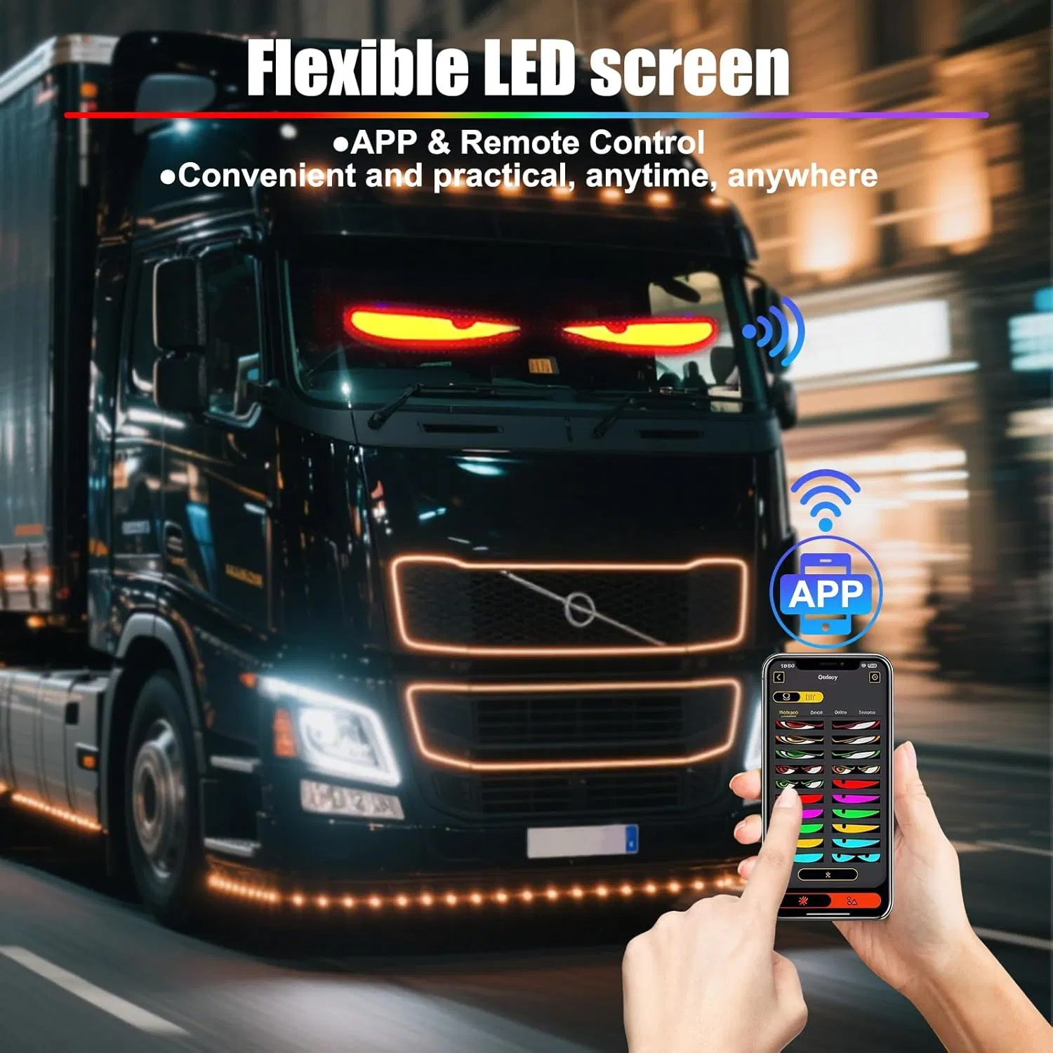 LED Eye Lights for Cars, LED Eyes for Truck, Colorful and Soft Display, Programmable Light Writing, Smart APP, Bluetooth USB 5V, Devil Eye Lights