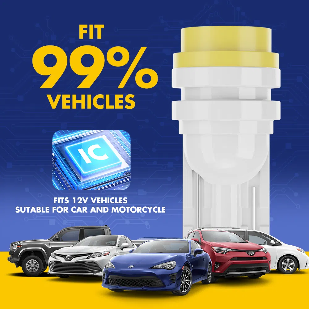 Светодиодная лампа T10 7 цветов для авто, водонепроницаемая