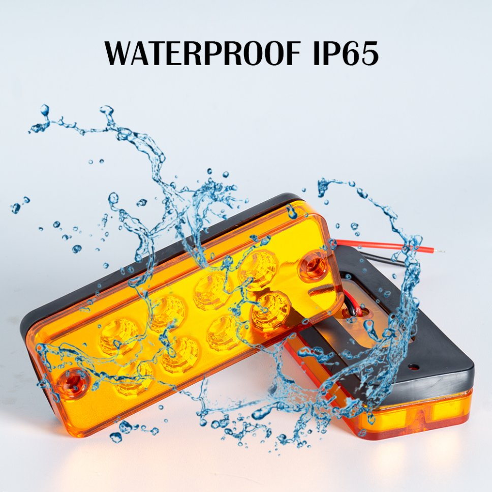 Прямоугольный янтарный светодиодный маркерный фонарь с отражателем