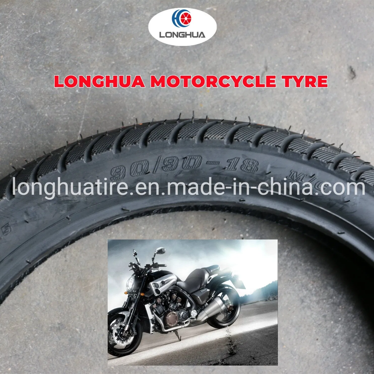 Шина мотоциклетная бескамерная 90/90-18, нейлоновый корд