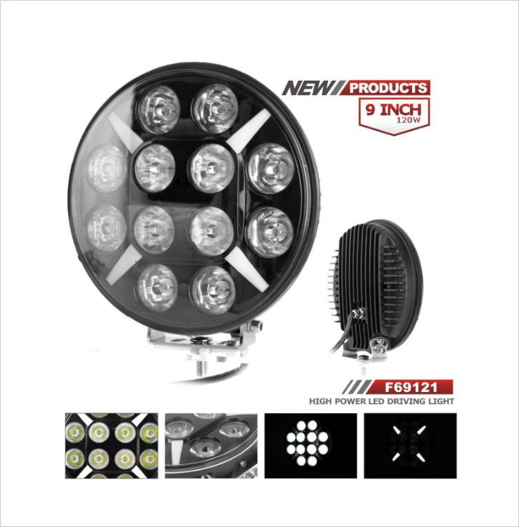 12V/24V 120W 9 Inch Round High Lumen 9600lm LED Driving Light Spot Offroad Driving Light